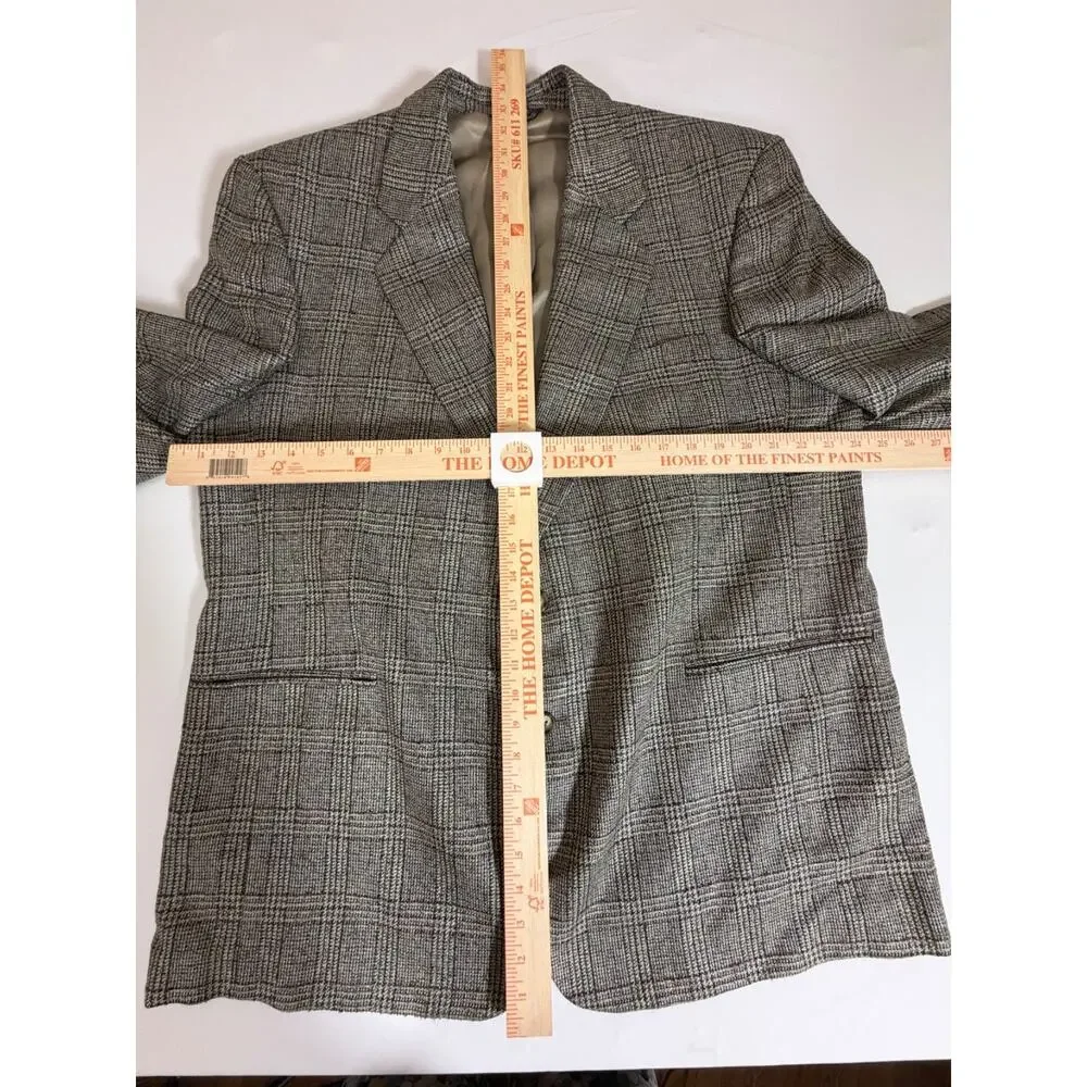 Vito Rufolo Lanificio di Pray Mens Sport Coat 48R Silk Wool Glen Plaid Italy